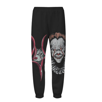 Halloween Clown Print Elastic Waist Sports Sweatshirt Pants