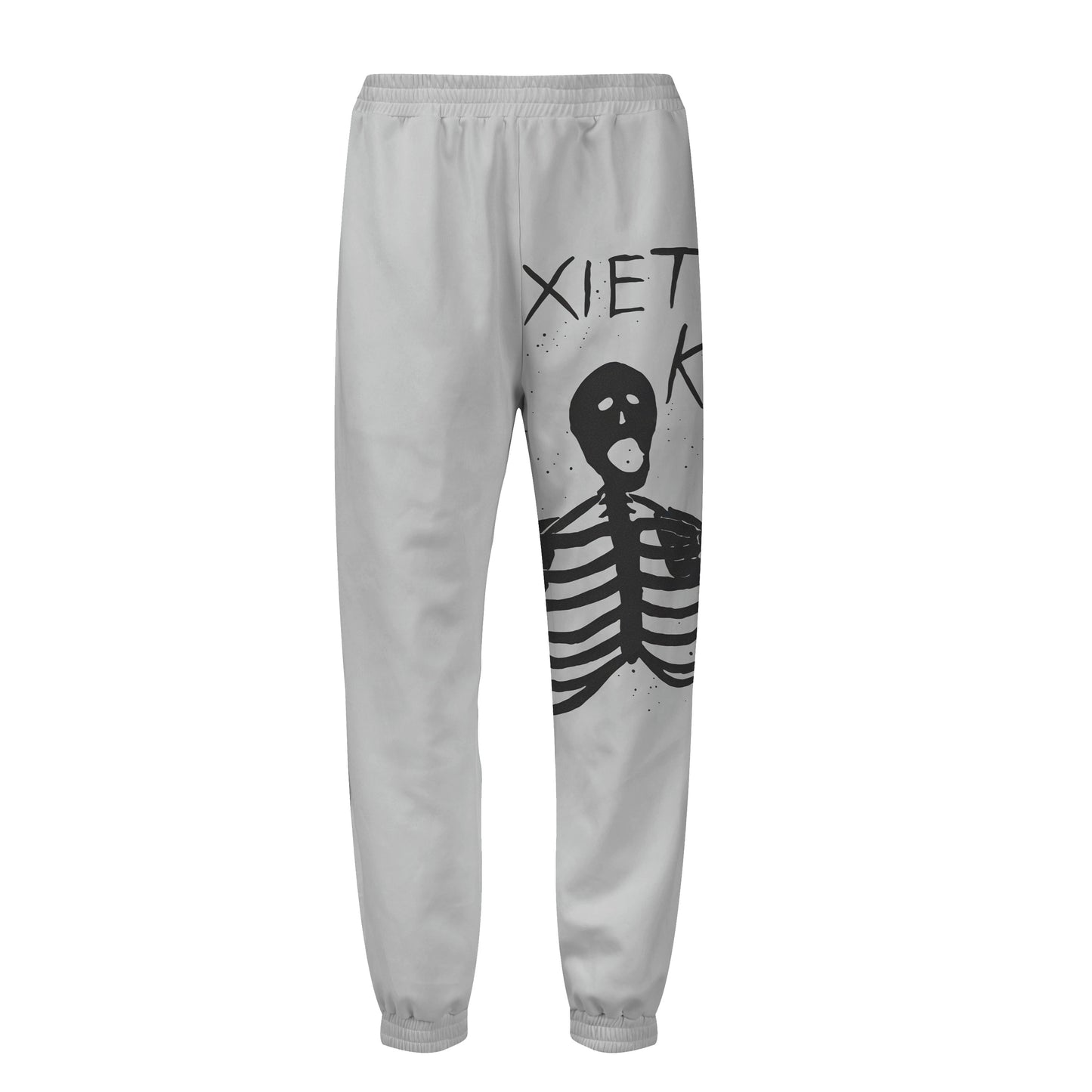 Skull Print Elastic Waist Sports Sweatshirt Pants