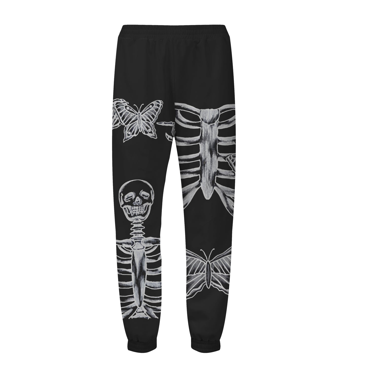 Skeleton Portrait Print Elastic Waist Sports Sweatshirt Pants