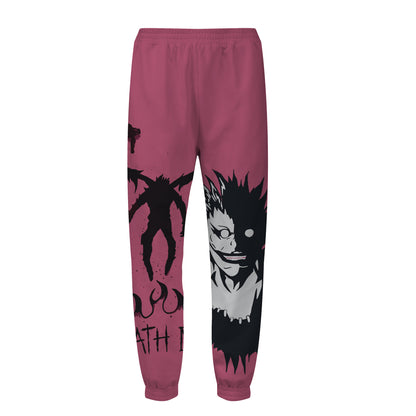 Death Note Print Elastic Waist Sports Sweatshirt Pants