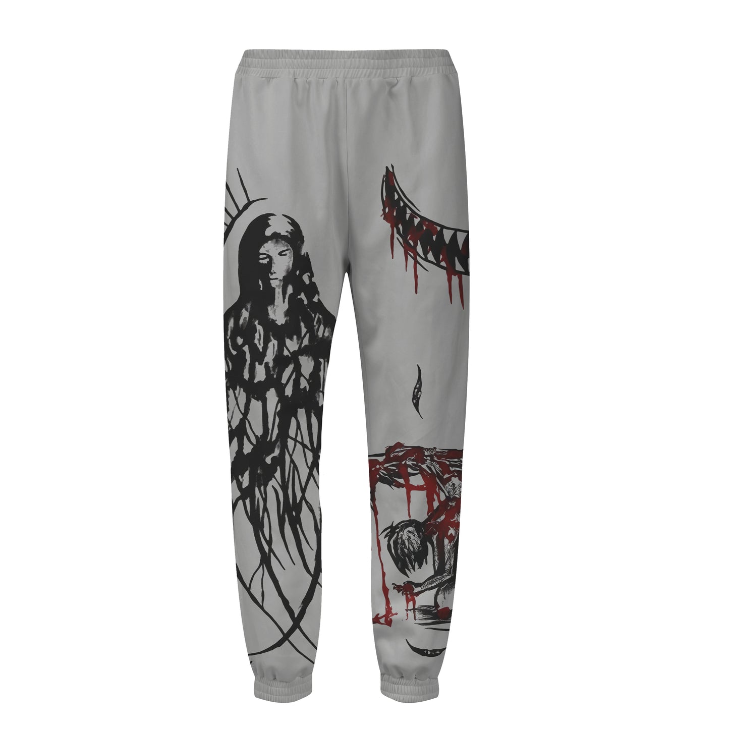 Fallen Angel Print Elastic Waist Sports Sweatshirt Pants