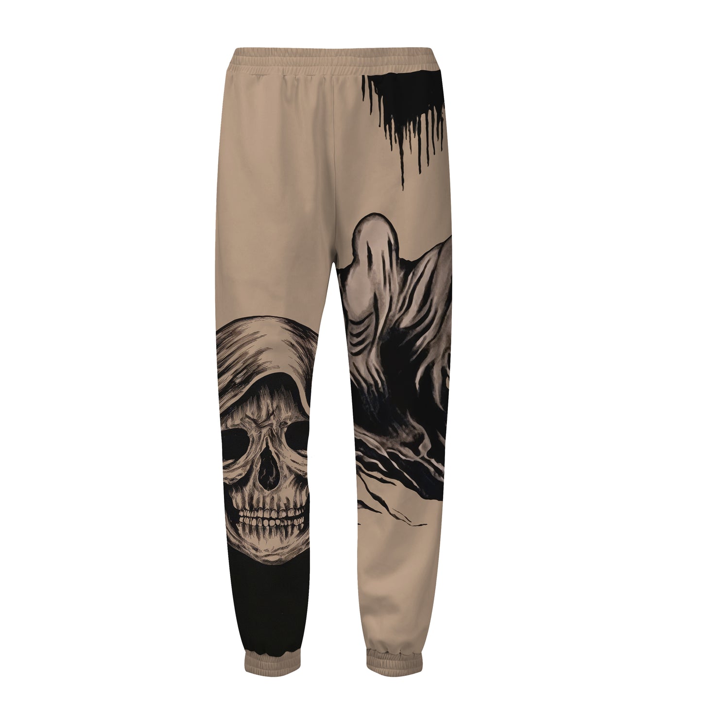 Hooded Skull Print Elastic Waist Sports Sweatshirt Pants