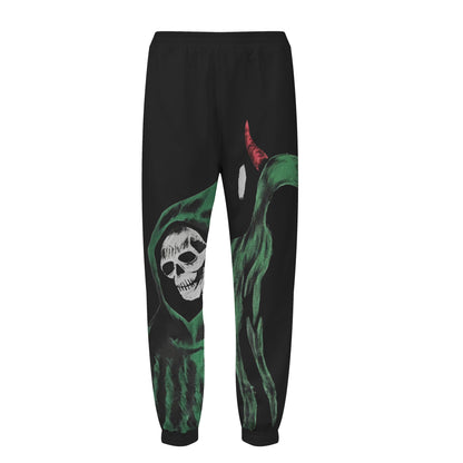 Devil Skull Print Elastic Waist Sports Sweatshirt Pants