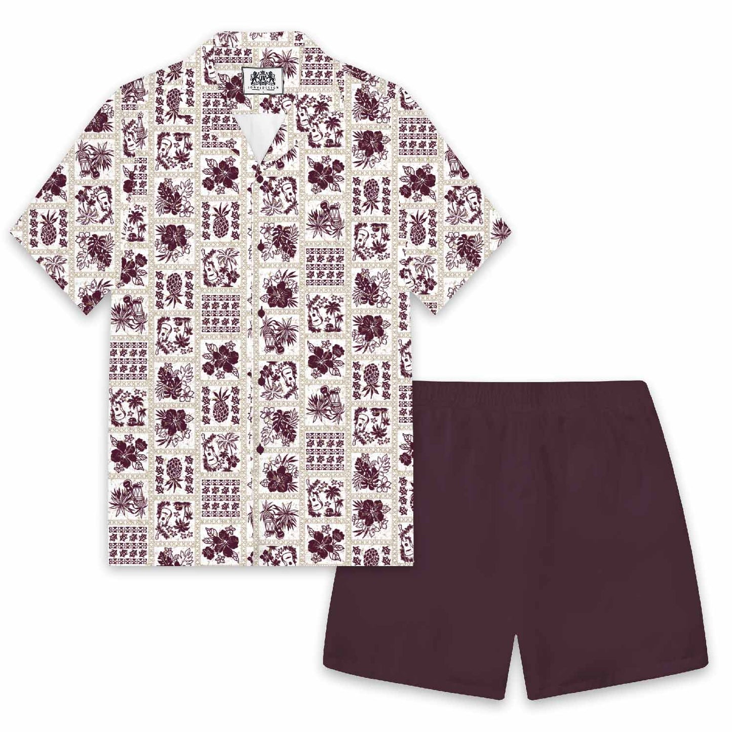 Cute And Simple Aloha Shirt Seamless Pattern Camp Collar Short Sleeve Shirt