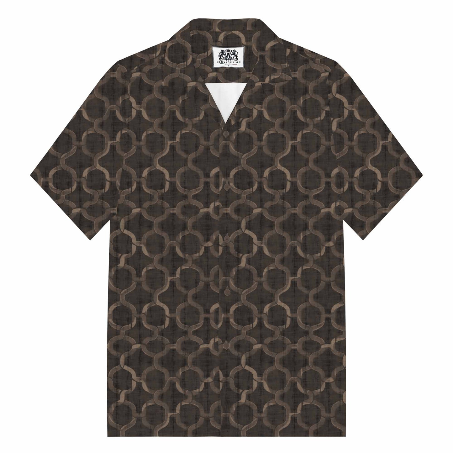 Hawaiian Gold Mesh Camp Collar Short Sleeve Shirt