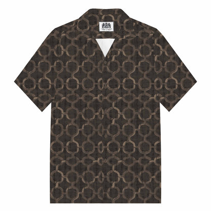 Hawaiian Gold Mesh Camp Collar Short Sleeve Shirt