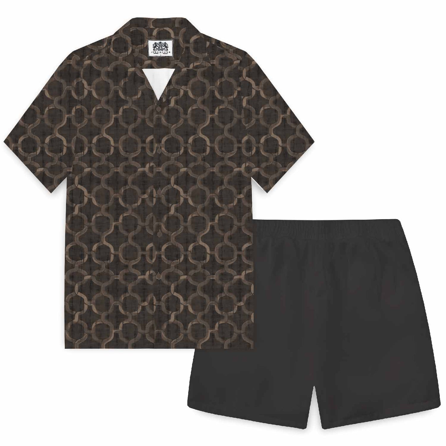 Hawaiian Gold Mesh Elastic Waistband Summer Casual Shorts