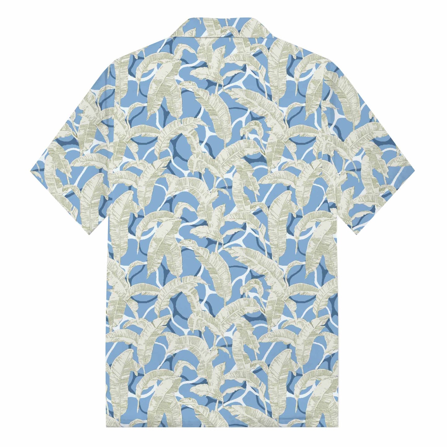 Artistically Detailed Fronds Camp Collar Short Sleeve Shirt