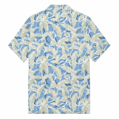 Artistically Detailed Fronds Camp Collar Short Sleeve Shirt