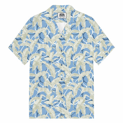 Artistically Detailed Fronds Camp Collar Short Sleeve Shirt