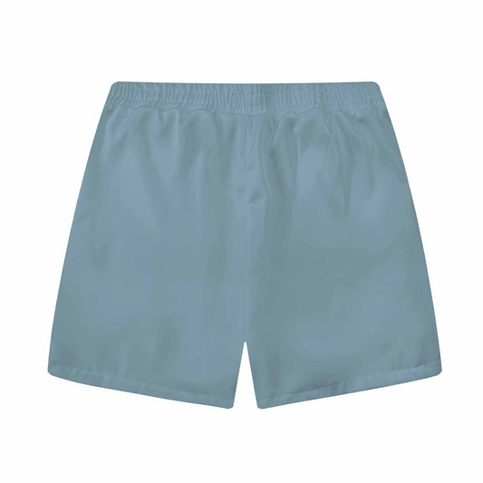 Hawaiian Shirt Blue White Floral Elastic Waistband Summer Casual Shorts