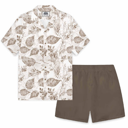 Natural Patterned Resort Camp Collar Short Sleeve Shirt