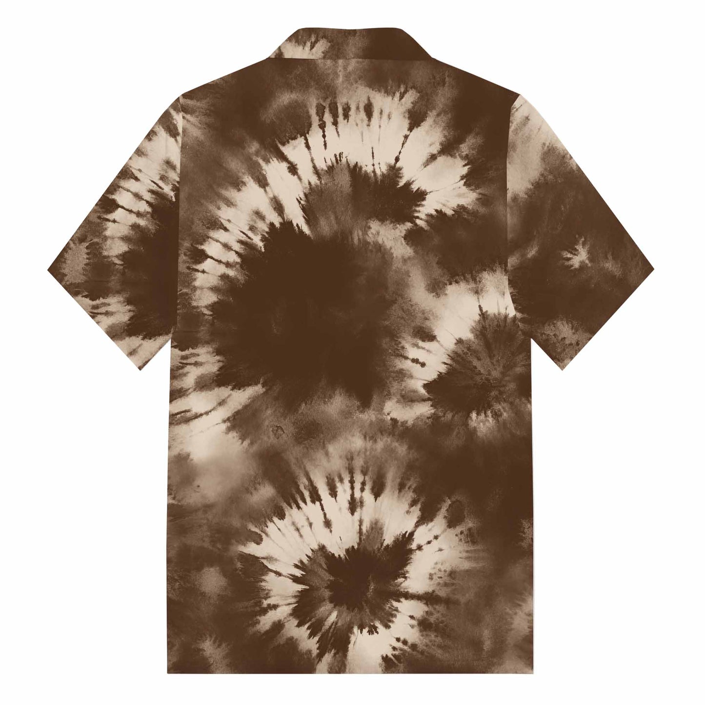 Brown Tie-Dye Camp Collar Short Sleeve Shirt