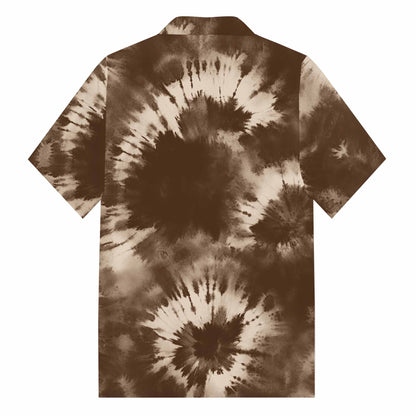 Brown Tie-Dye Camp Collar Short Sleeve Shirt