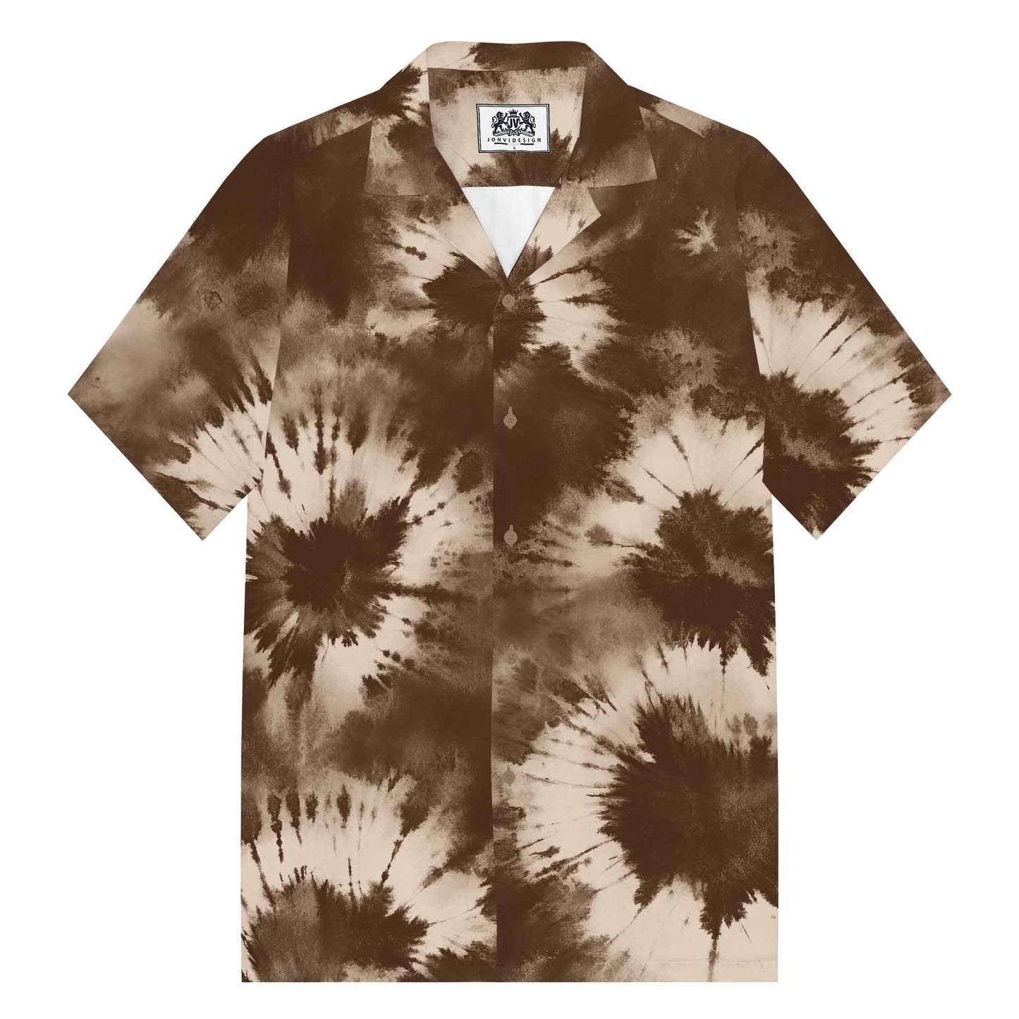 Brown Tie-Dye Camp Collar Short Sleeve Shirt