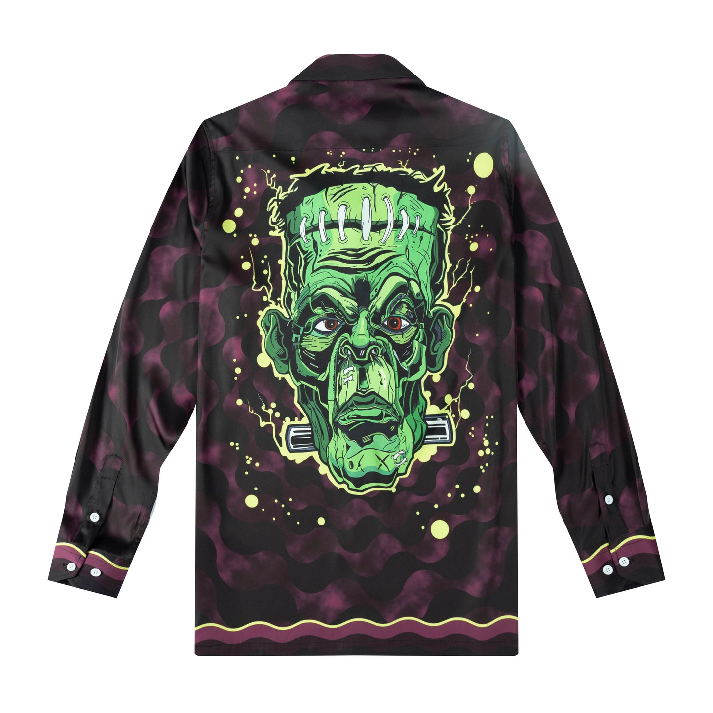 Frankenstein Halloween Long Sleeve Camp Collar Shirt