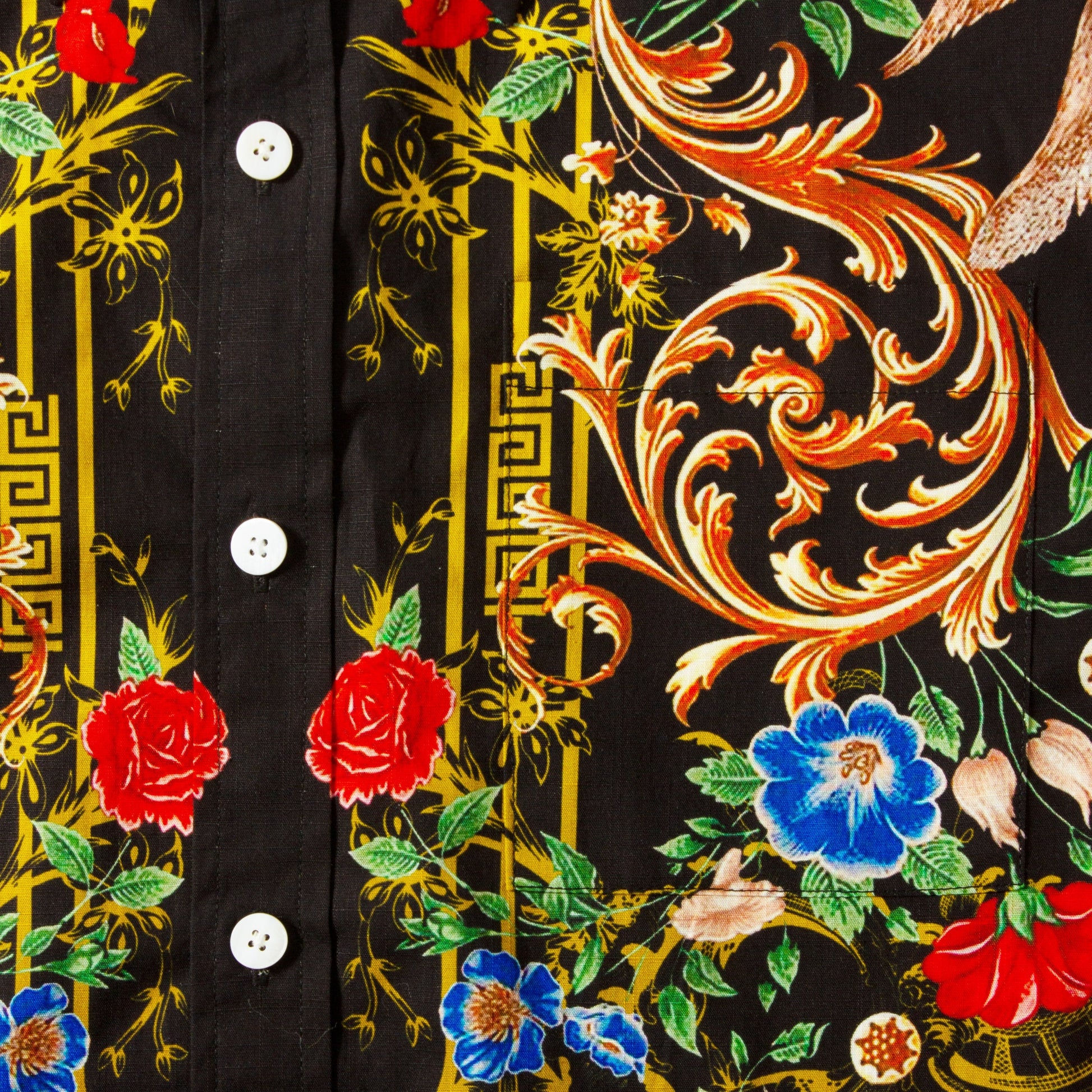 Baroque Floral Pattern Short Sleeve Shirt for Men Jonvidesign