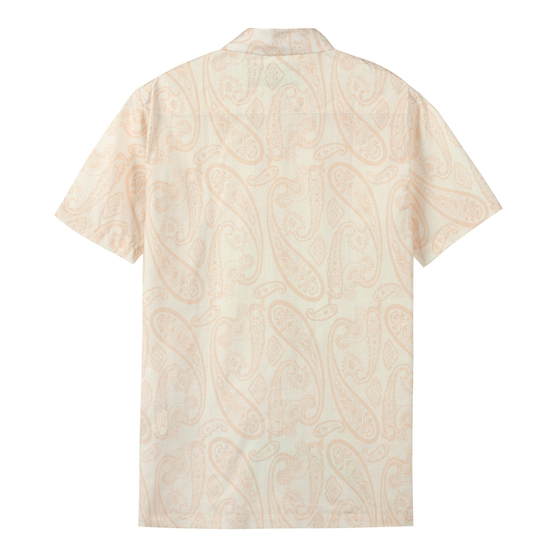 Beige Paisley Pattern Short Sleeve Dress Shirt for Men Jonvidesign