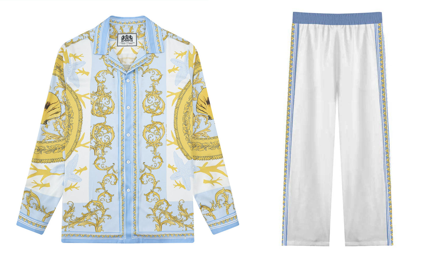 Baroque Floral Pattern Casual Trousers With Elastic Waistband