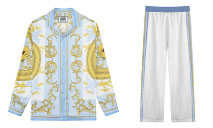 Baroque Floral Pattern Casual Trousers With Elastic Waistband