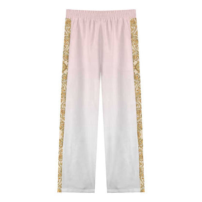 Baroque Globe Pattern Casual Trousers With Elastic Waistband
