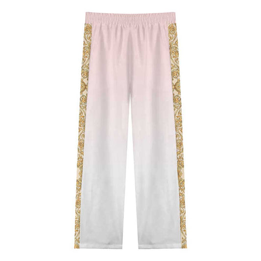 Baroque Globe Pattern Casual Trousers With Elastic Waistband