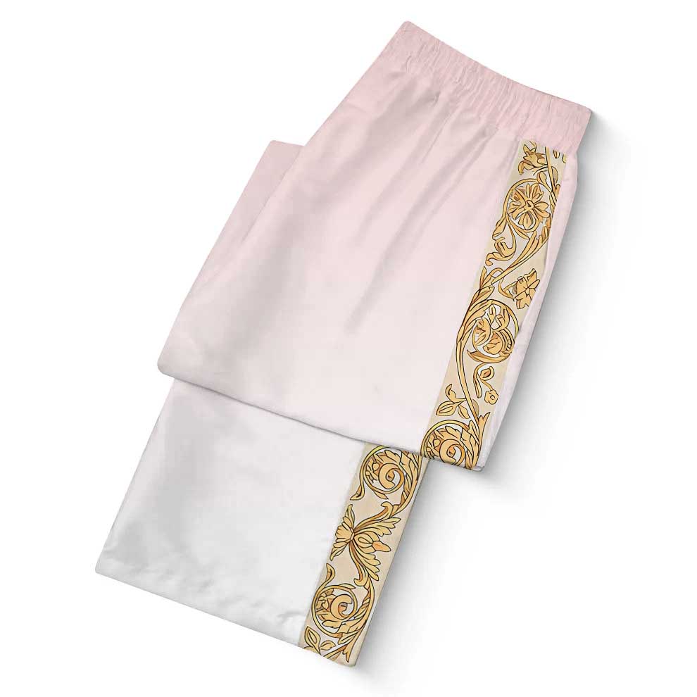 Baroque Globe Pattern Casual Trousers With Elastic Waistband