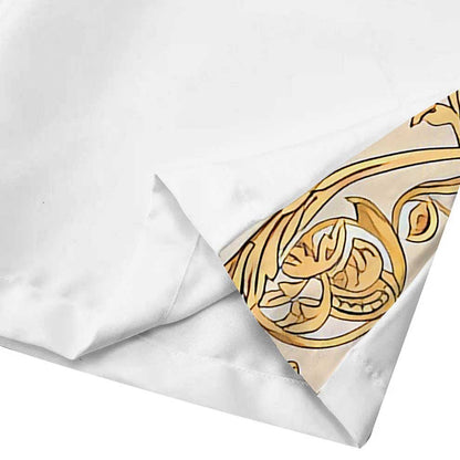 Baroque Globe Pattern Casual Trousers With Elastic Waistband