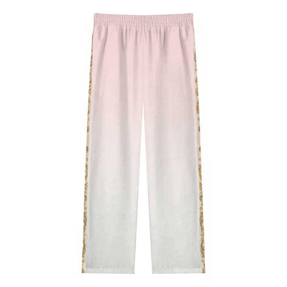 Baroque Globe Pattern Casual Trousers With Elastic Waistband