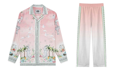 Retro Palace Spotted Dog Print Casual Trousers With Elastic Waistband