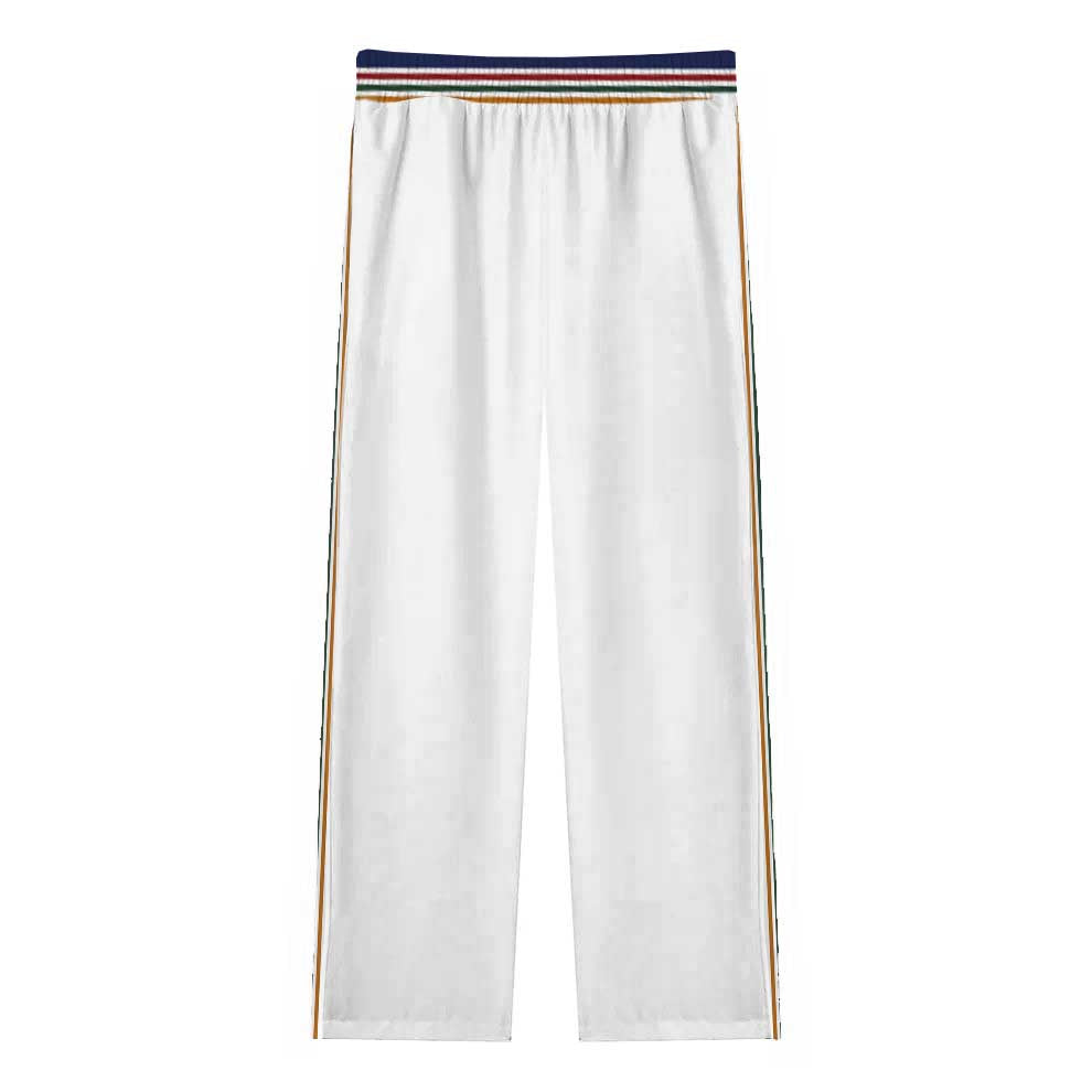 Western Architecture Print Casual Trousers With Elastic Waistband