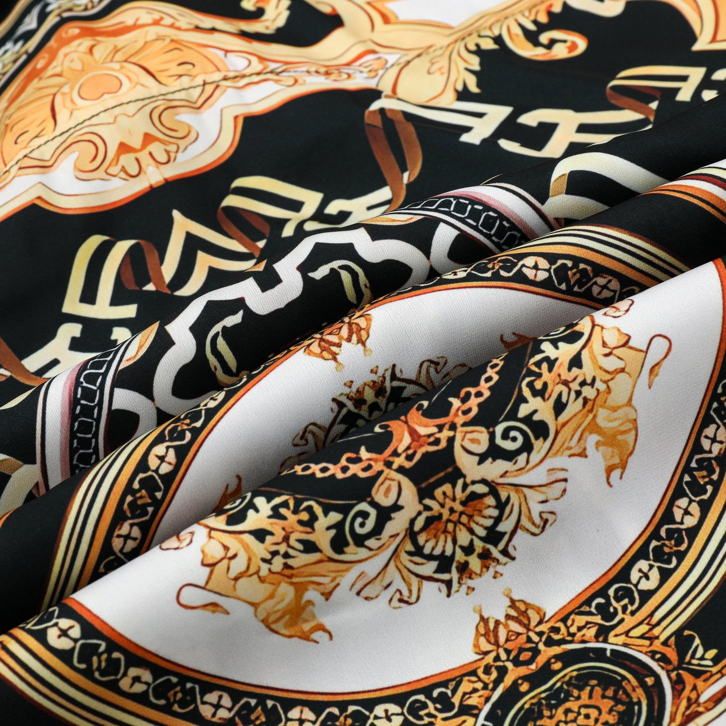 Golden Baroque Silk Fiber Short Sleeve Shirt