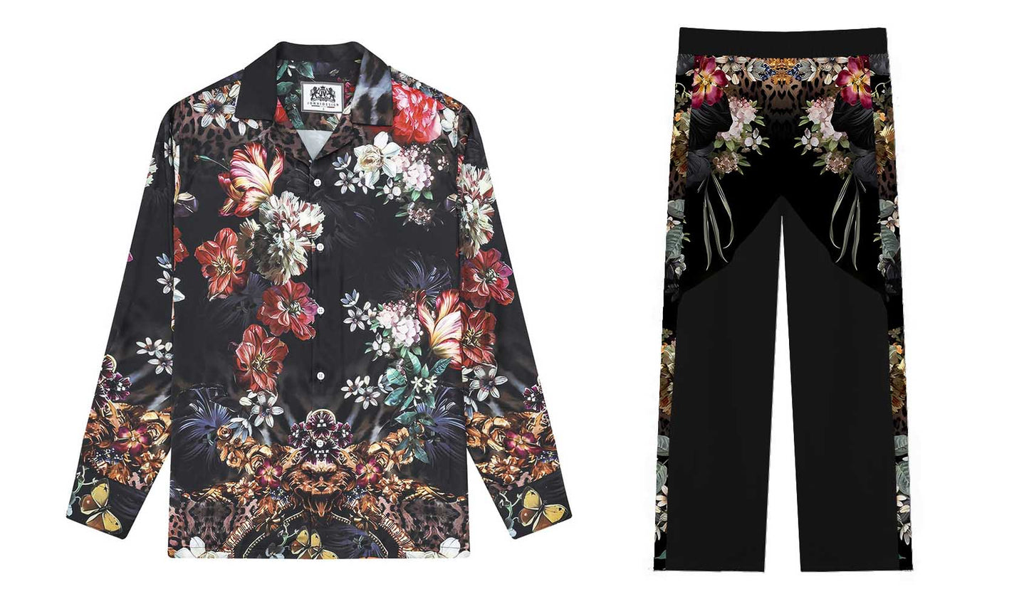 Leopard Printed Flora Casual Trousers With Elastic Waistband