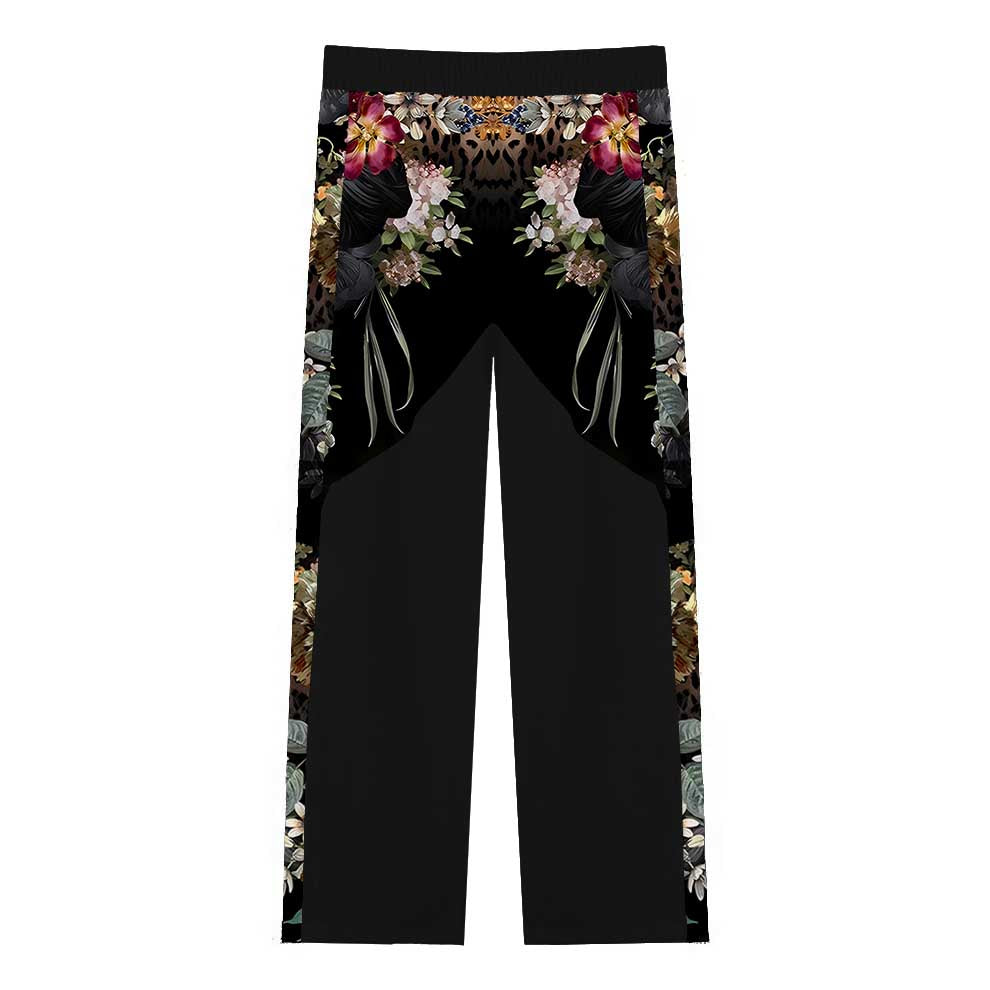 Leopard Printed Flora Casual Trousers With Elastic Waistband