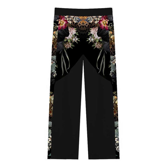 Leopard Printed Flora Casual Trousers With Elastic Waistband