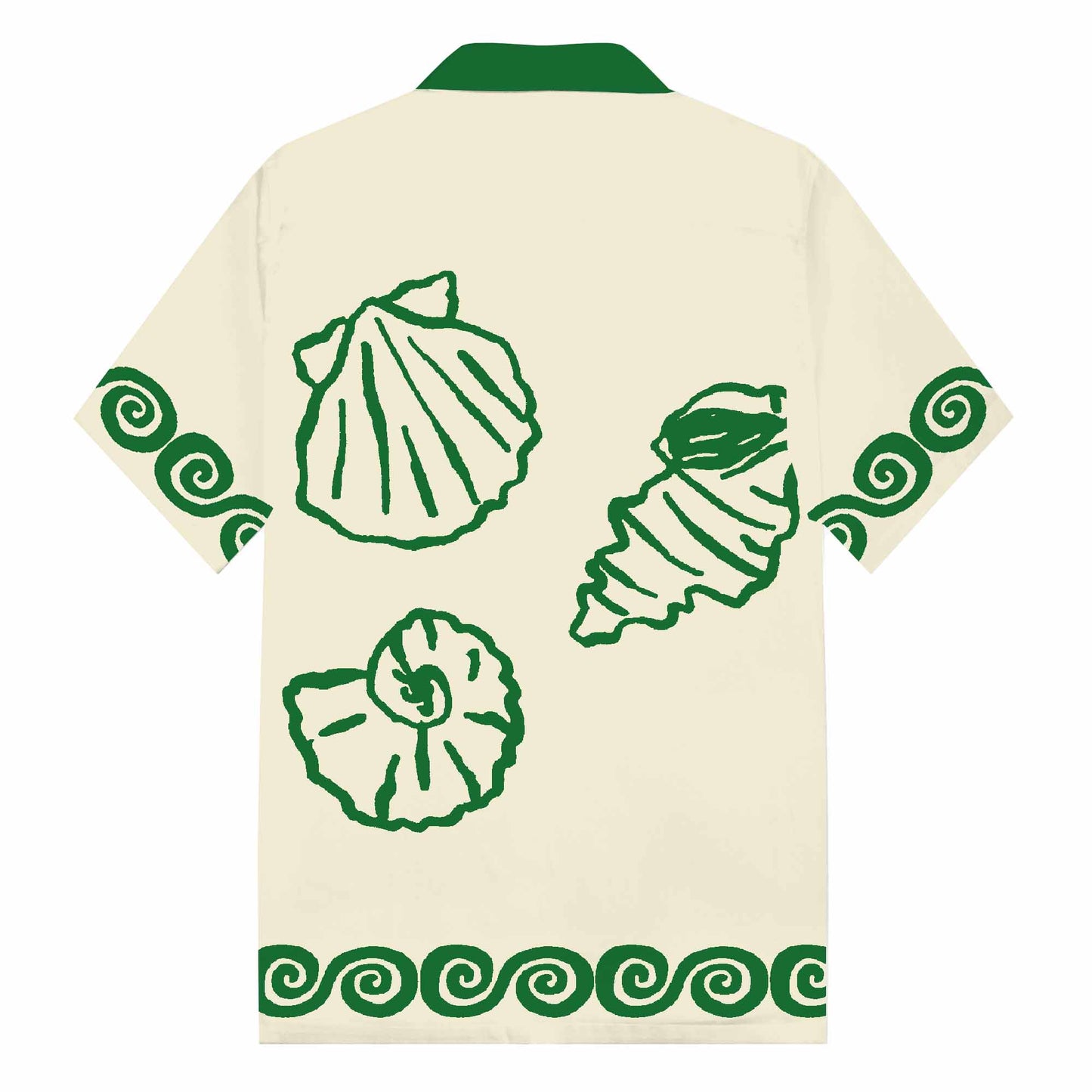 Holiday Style Shell Print Camp Collar Short Sleeve Shirt