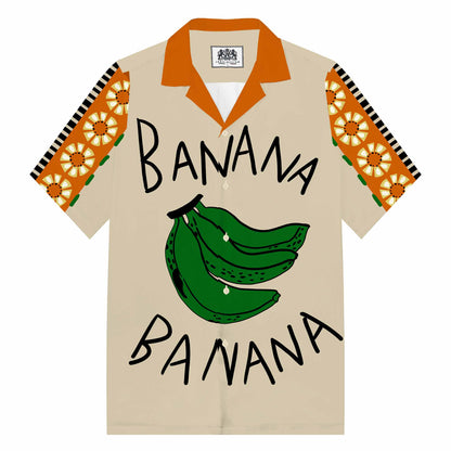 Creative Banana Pattern Camp Collar Short Sleeve Shirt