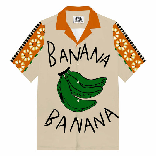 Creative Banana Pattern Camp Collar Short Sleeve Shirt