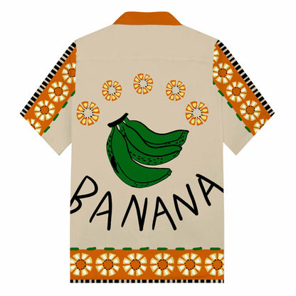 Creative Banana Pattern Camp Collar Short Sleeve Shirt