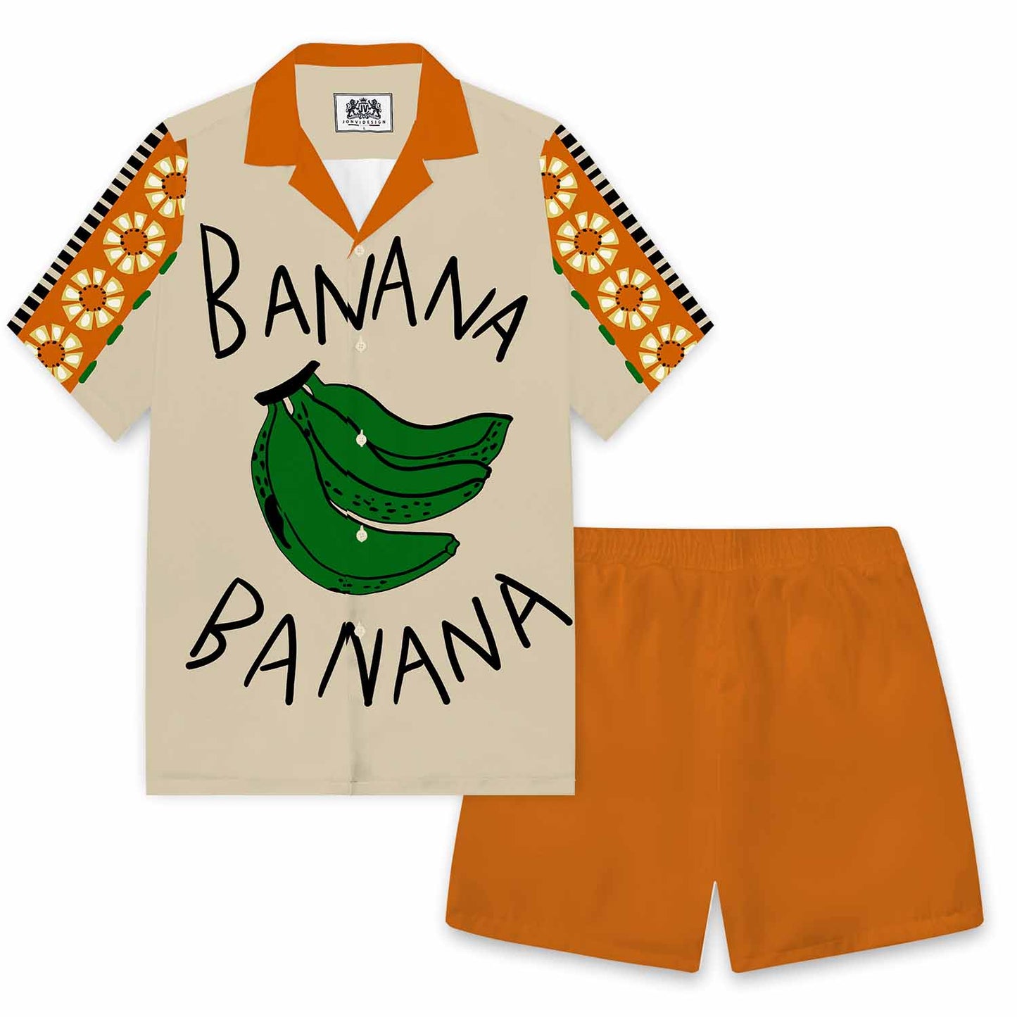 Creative Banana Pattern Camp Collar Short Sleeve Shirt