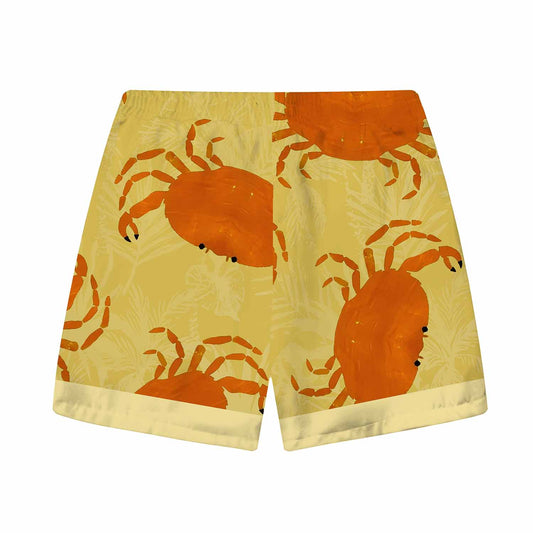 Beach Style Crab Pattern Elastic Waistband Summer Casual Shorts