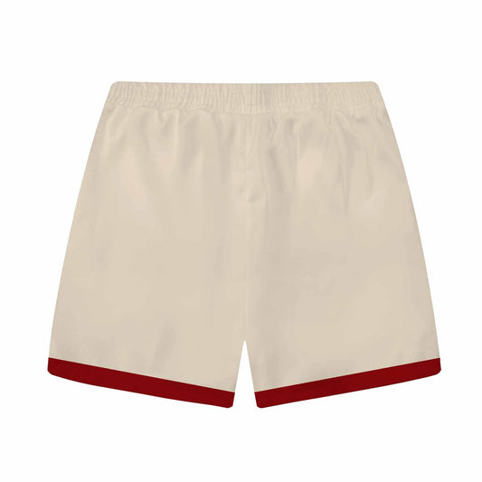 Khaki Retro Fish Pattern Elastic Waistband Summer Casual Shorts