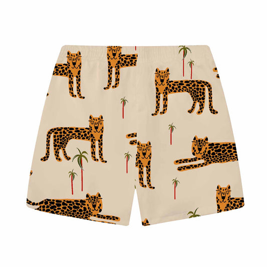 Tropical Leopard Print Elastic Waistband Summer Casual Shorts