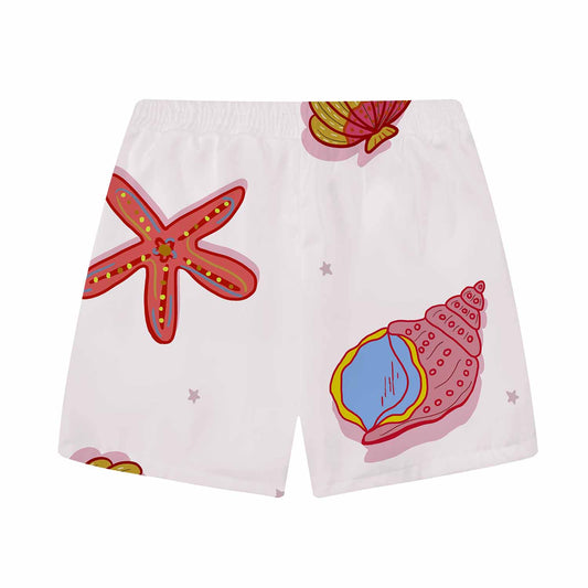 Summer Beach Theme Shell And Conch Print Elastic Waistband Summer Casual Shorts