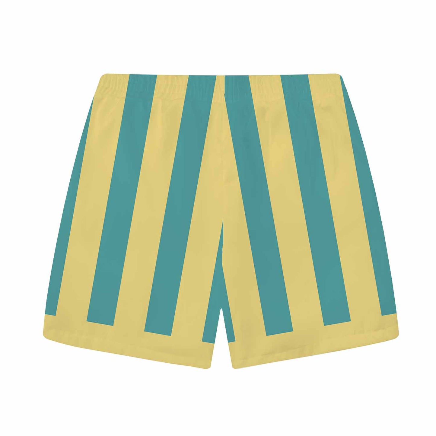Striped Lemon Fruit And Lemon Flower Pattern Elastic Waistband Summer Casual Shorts