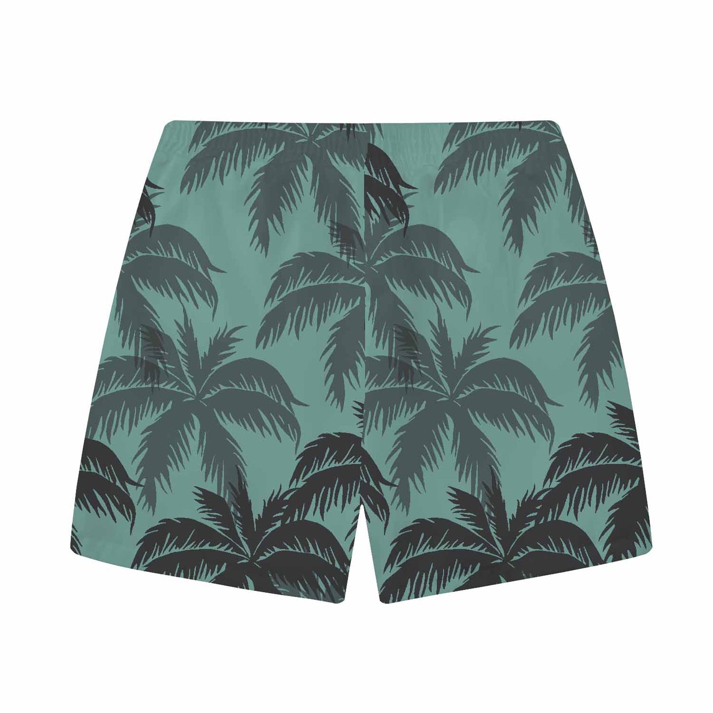 Green Hawaiian Leaf Pattern  Elastic Waistband Summer Casual Shorts