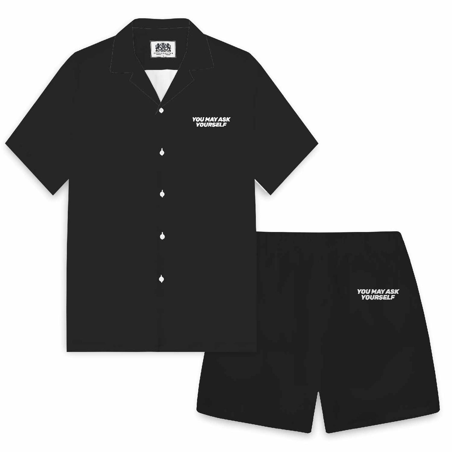 Funny You May Ask Yourself Question Camp Collar Short-Sleeved Shirt