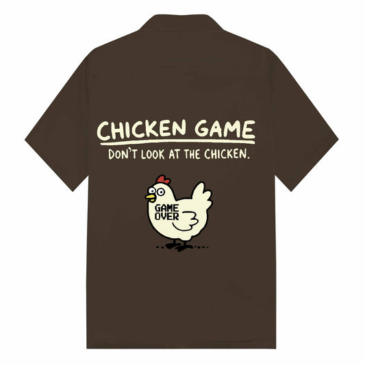 Chicken Game Don't Look At This Chicken Camp Collar Short-Sleeved Shirt