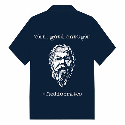 Mediocrates Eh Good Enough Print Camp Collar Short-Sleeved Shirt