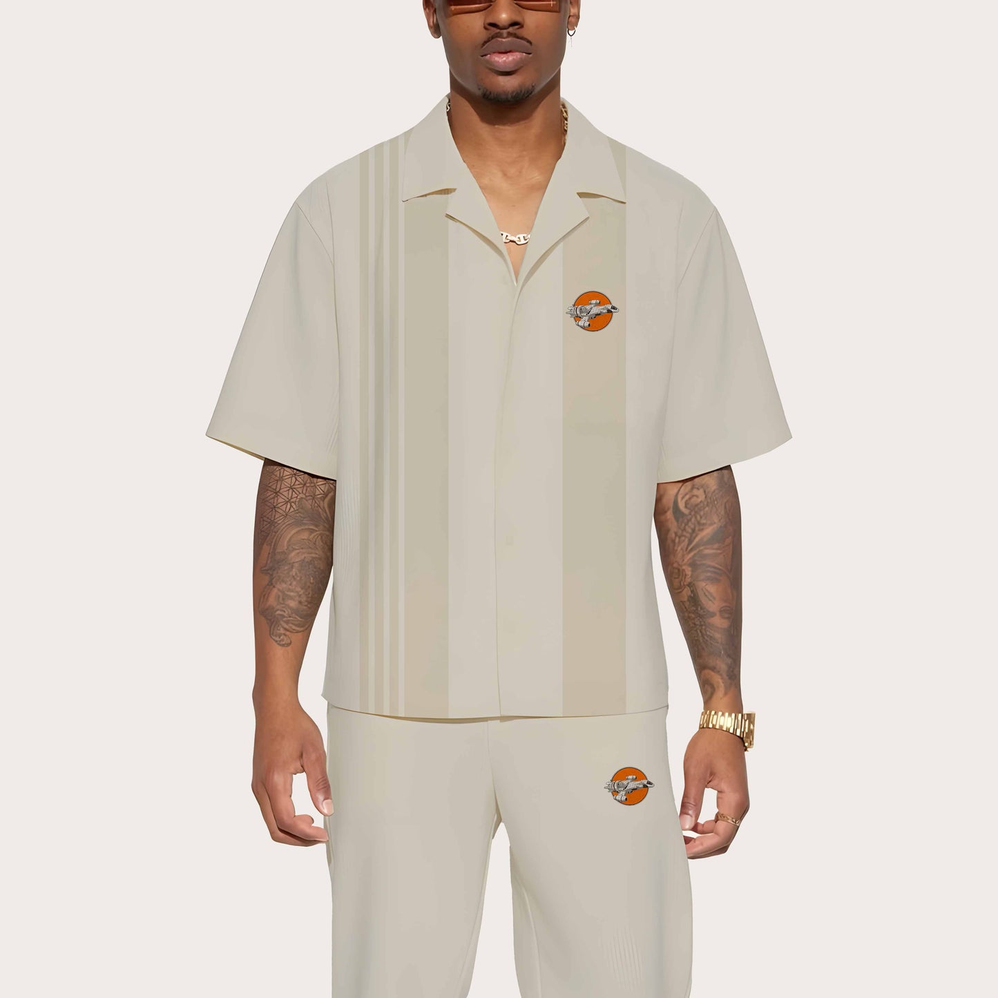 Vintage Star Wars Firefly Class Serenity Print Camp Collar Short-Sleeved Shirt